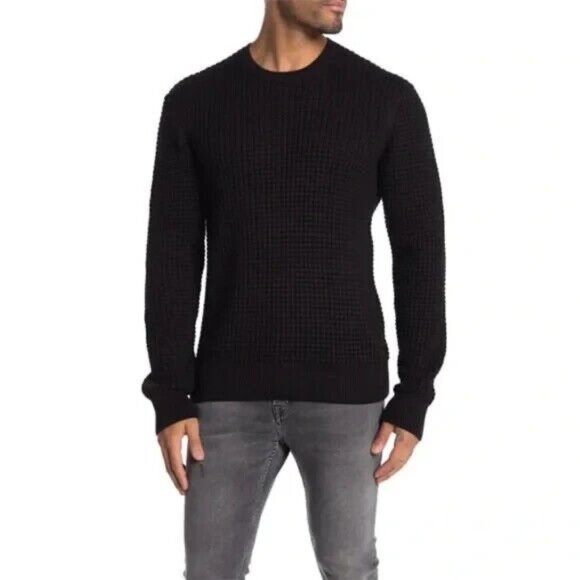 All Saints Mens Argg Crew Waffle Knit Sweater Pullover Large - Picture 1 of 7